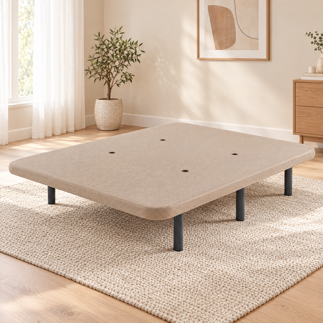 Base tapizada beige con patas metálicas - vista 2