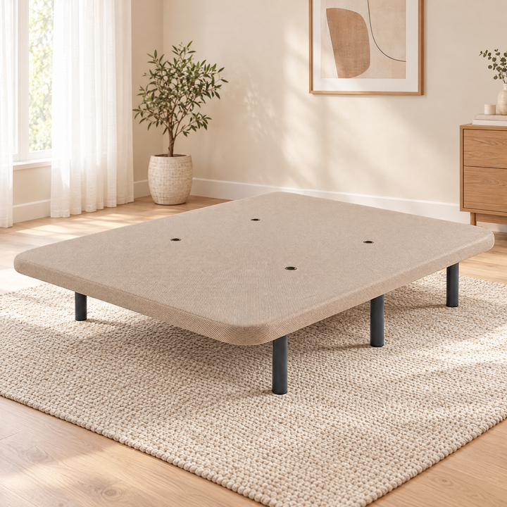 Base tapizada beige con patas metálicas - vista 2